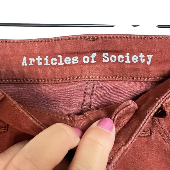 Articles of Society Rust Orange Raw Hem Skinny Jeans Women’s Size 24 - Picture 5 of 11